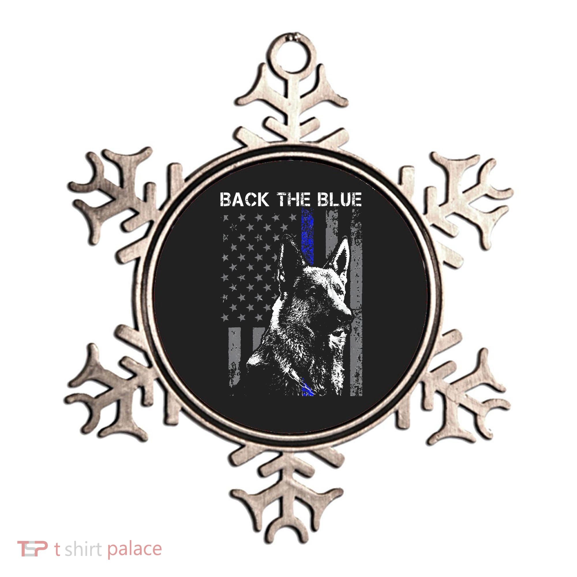 Back The Blue Thin Blue Line Flag K9 German Shepherd Police Ornament