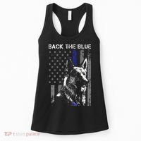Back The Blue Thin Blue Line Flag K9 German Shepherd Police Women's Tank Top thumb 0