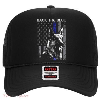 Back The Blue Thin Blue Line Flag K9 German Shepherd Police Hat