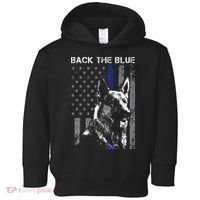 Back The Blue Thin Blue Line Flag K9 German Shepherd Police Toddler Hoodie thumb 0
