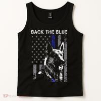 Back The Blue Thin Blue Line Flag K9 German Shepherd Police Tank Top thumb 2
