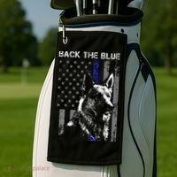 Back The Blue Thin Blue Line Flag K9 German Shepherd Police Golf Towel thumb 2