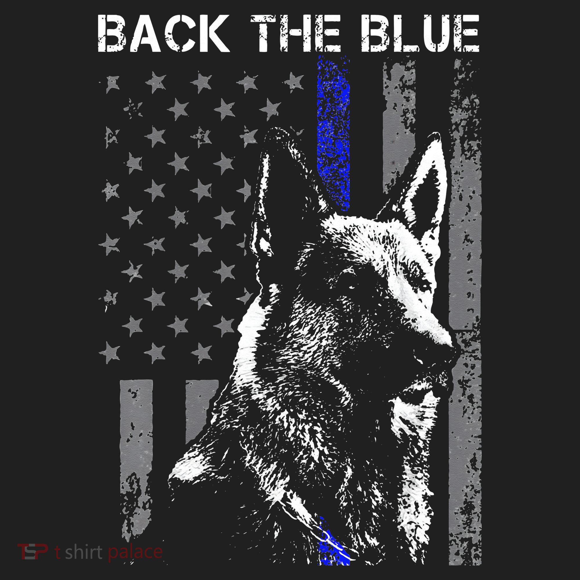 Back The Blue Thin Blue Line Flag K9 German Shepherd Police Golf Towel