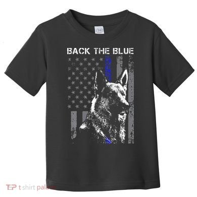 Back The Blue Thin Blue Line Flag K9 German Shepherd Police Toddler T-Shirt