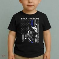 Back The Blue Thin Blue Line Flag K9 German Shepherd Police Toddler T-Shirt thumb 2
