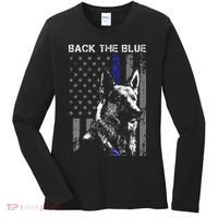 Back The Blue Thin Blue Line Flag K9 German Shepherd Police Women's Long Sleeve Shirt thumb 0