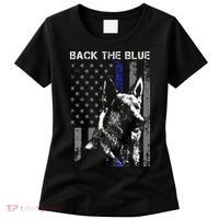 Back The Blue Thin Blue Line Flag K9 German Shepherd Police Women's T-Shirt thumb 0