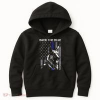 Back The Blue Thin Blue Line Flag K9 German Shepherd Police Kids Hoodie thumb 0