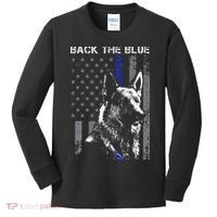 Back The Blue Thin Blue Line Flag K9 German Shepherd Police Kids Long Sleeve Shirt thumb 0