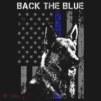 Back The Blue Thin Blue Line Flag K9 German Shepherd Police Kids T-Shirt thumb 4