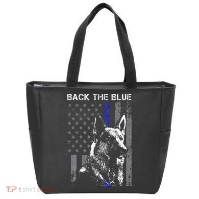 Back The Blue Thin Blue Line Flag K9 German Shepherd Police Tote Bag