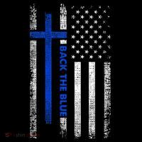 Back The Blue Jesus Faith Cross Police Thin Blue Line Flag Long Sleeve Shirt thumb 2