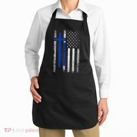 Back The Blue Jesus Faith Cross Police Thin Blue Line Flag Apron thumb 2