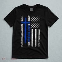Back The Blue Jesus Faith Cross Police Thin Blue Line Flag T-Shirt thumb 5
