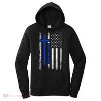 Back The Blue Jesus Faith Cross Police Thin Blue Line Flag Women's Hoodie thumb 0