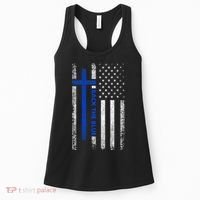 Back The Blue Jesus Faith Cross Police Thin Blue Line Flag Women's Tank Top thumb 0