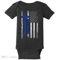 Back The Blue Jesus Faith Cross Police Thin Blue Line Flag Baby Bodysuit thumb 0