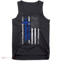 Back The Blue Jesus Faith Cross Police Thin Blue Line Flag Tank Top thumb 0