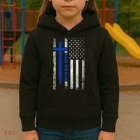 Back The Blue Jesus Faith Cross Police Thin Blue Line Flag Kids Hoodie thumb 3