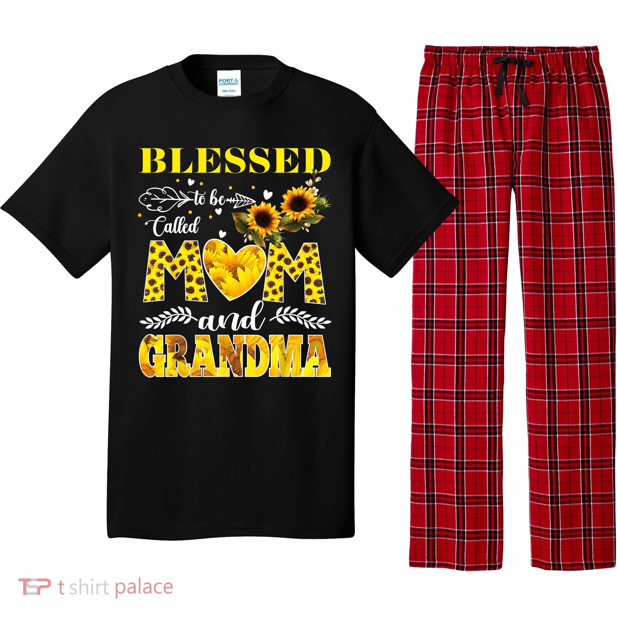 Blessed To Be Called Mom And Grandma Sunflower Mothers Day Pajama Set