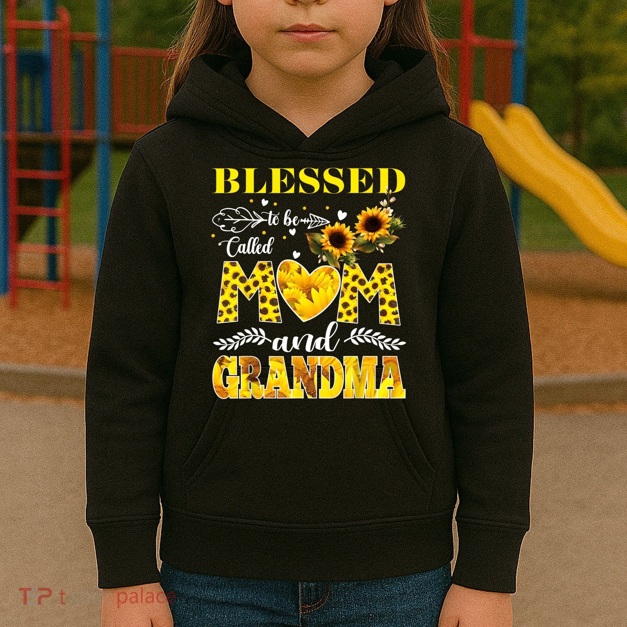 Blessed To Be Called Mom And Grandma Sunflower Mothers Day Kids Hoodie