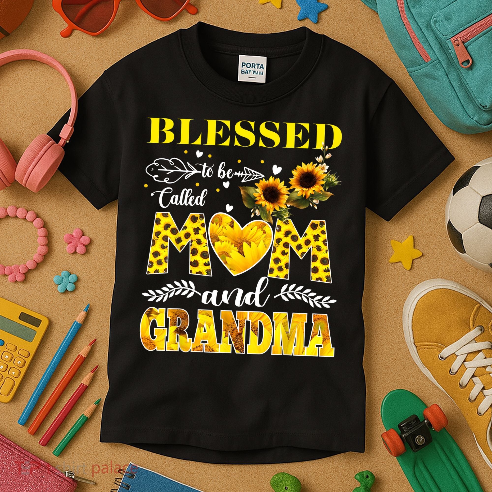 Blessed To Be Called Mom And Grandma Sunflower Mothers Day Kids T-Shirt
