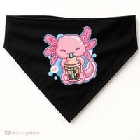 Boba Tea Bubble Tea Milk Tea Anime Axolotl  USA-Made Doggie Bandana thumb 0