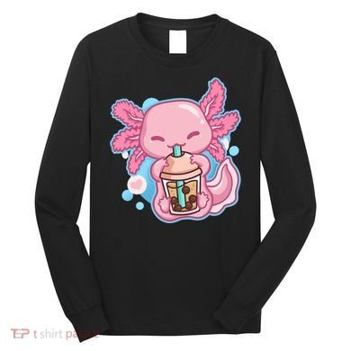 Boba Tea Bubble Tea Milk Tea Anime Axolotl  Long Sleeve Shirt