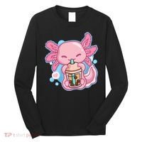 Boba Tea Bubble Tea Milk Tea Anime Axolotl  Long Sleeve Shirt thumb 0