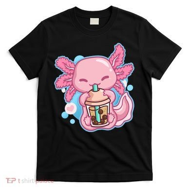 Boba Tea Bubble Tea Milk Tea Anime Axolotl  T-Shirt
