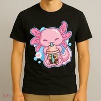 Boba Tea Bubble Tea Milk Tea Anime Axolotl  T-Shirt thumb 3