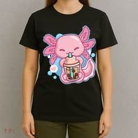 Boba Tea Bubble Tea Milk Tea Anime Axolotl  T-Shirt thumb 4