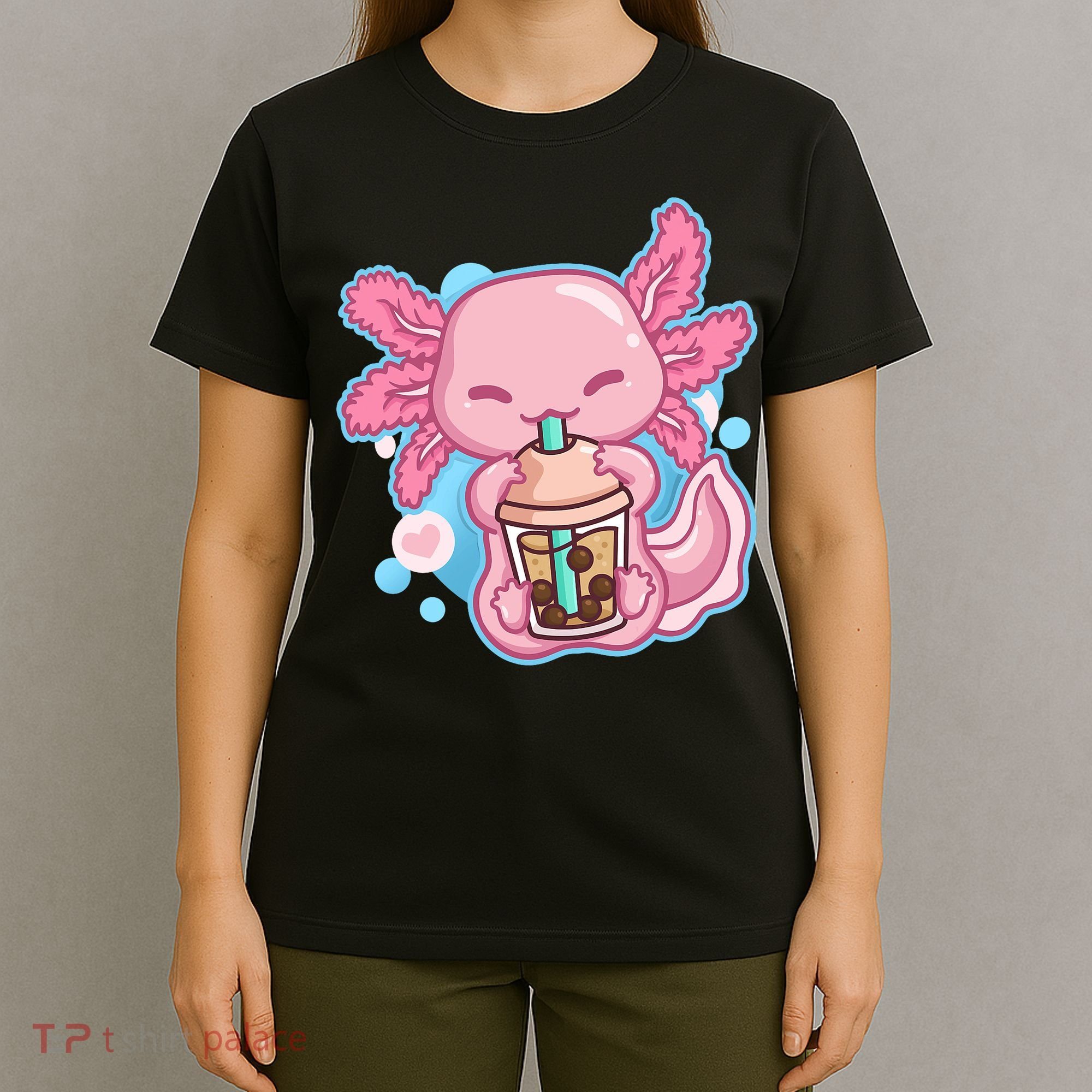 Boba Tea Bubble Tea Milk Tea Anime Axolotl  T-Shirt
