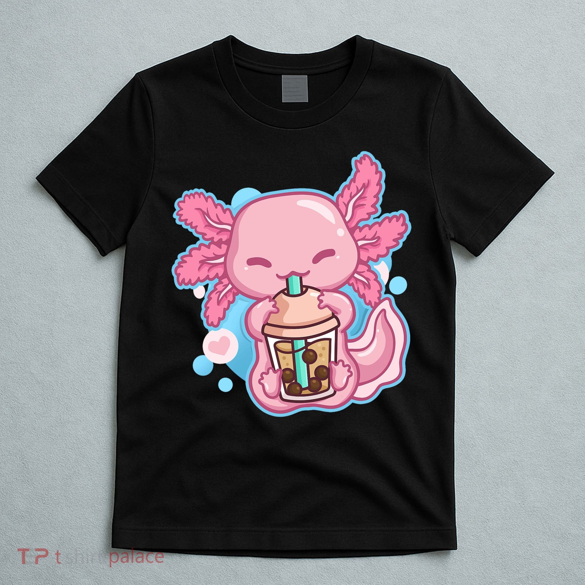 Boba Tea Bubble Tea Milk Tea Anime Axolotl  T-Shirt