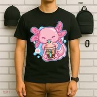 Boba Tea Bubble Tea Milk Tea Anime Axolotl  T-Shirt thumb 6