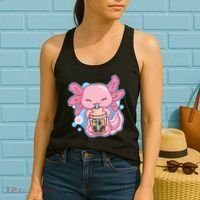 Boba Tea Bubble Tea Milk Tea Anime Axolotl  Women's Tank Top thumb 2