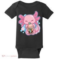 Boba Tea Bubble Tea Milk Tea Anime Axolotl  Baby Bodysuit thumb 0