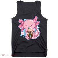 Boba Tea Bubble Tea Milk Tea Anime Axolotl  Tank Top thumb 0