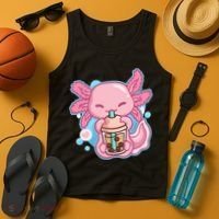 Boba Tea Bubble Tea Milk Tea Anime Axolotl  Tank Top thumb 4
