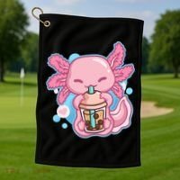 Boba Tea Bubble Tea Milk Tea Anime Axolotl  Golf Towel thumb 1