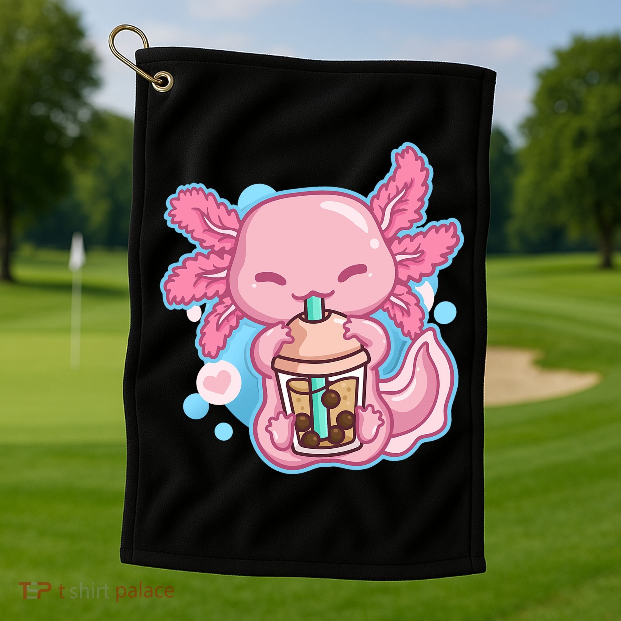 Boba Tea Bubble Tea Milk Tea Anime Axolotl  Golf Towel