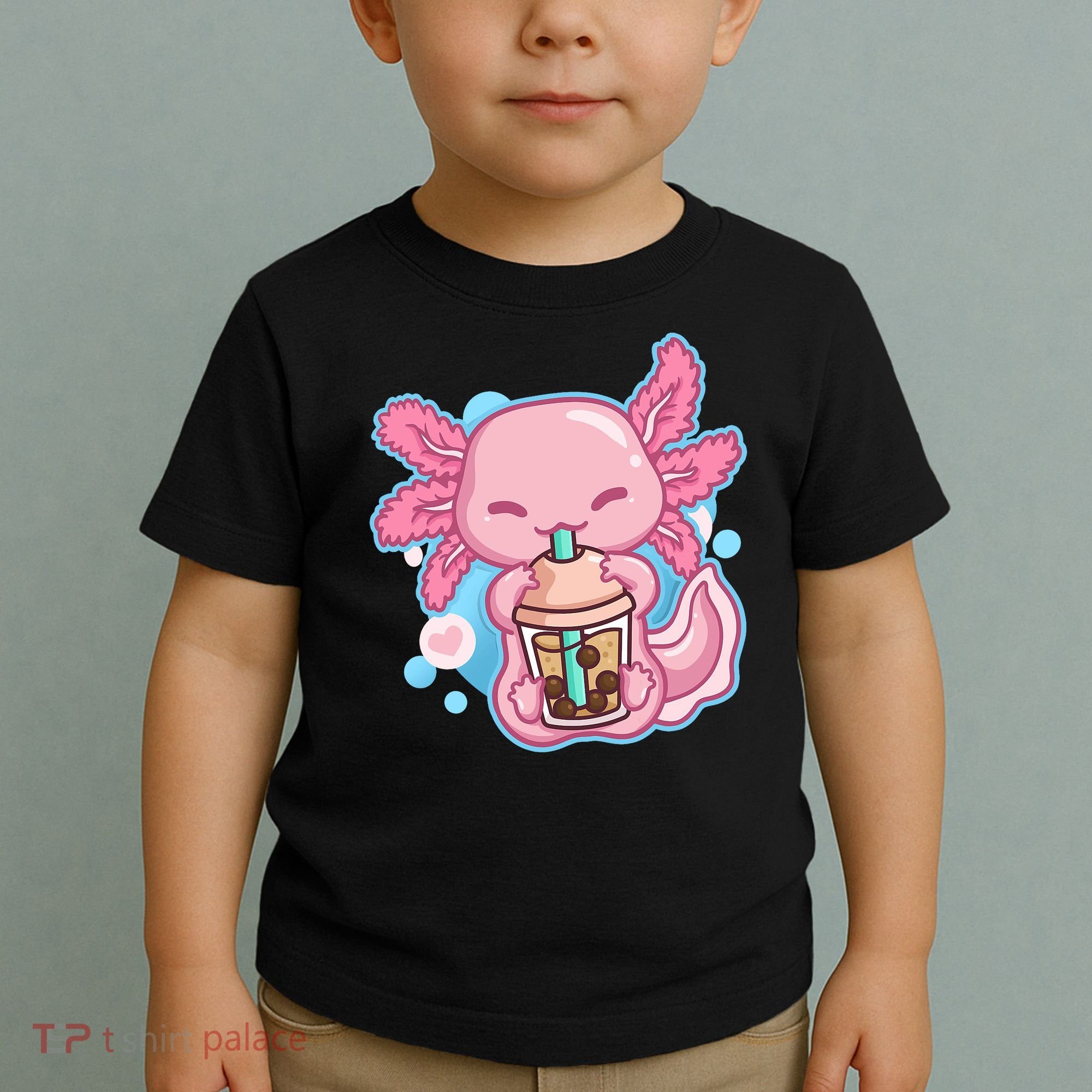 Boba Tea Bubble Tea Milk Tea Anime Axolotl  Toddler T-Shirt