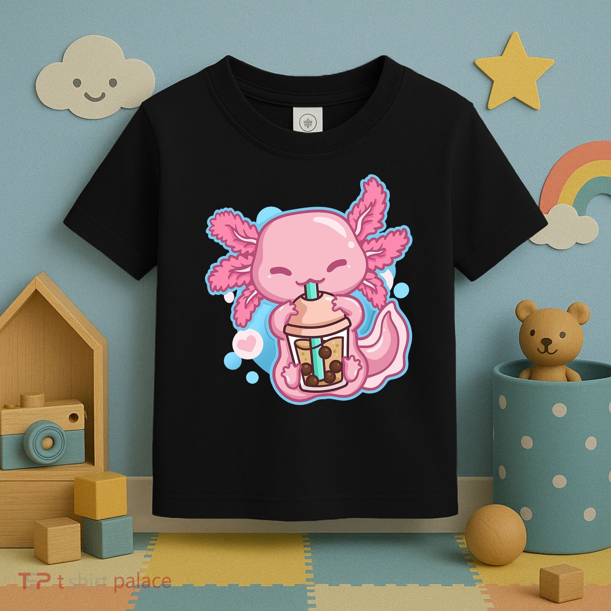 Boba Tea Bubble Tea Milk Tea Anime Axolotl  Toddler T-Shirt