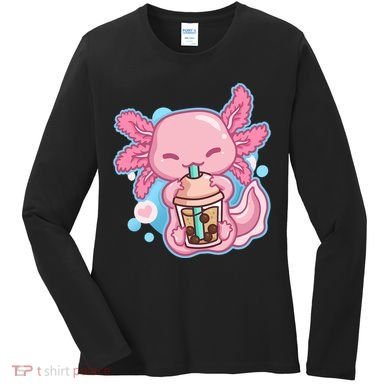 Boba Tea Bubble Tea Milk Tea Anime Axolotl  Women's Long Sleeve Shirt