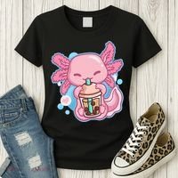 Boba Tea Bubble Tea Milk Tea Anime Axolotl  Women's T-Shirt thumb 3