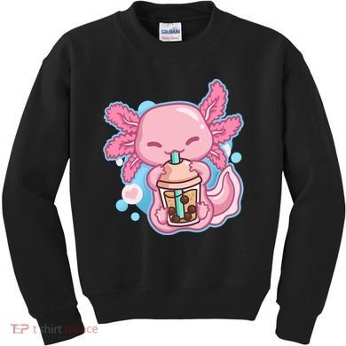 Boba Tea Bubble Tea Milk Tea Anime Axolotl  Kids Sweatshirt
