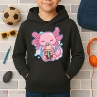 Boba Tea Bubble Tea Milk Tea Anime Axolotl  Kids Hoodie thumb 2