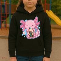 Boba Tea Bubble Tea Milk Tea Anime Axolotl  Kids Hoodie thumb 3