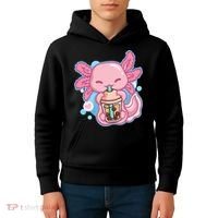 Boba Tea Bubble Tea Milk Tea Anime Axolotl  Kids Hoodie thumb 4