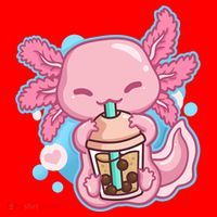 Boba Tea Bubble Tea Milk Tea Anime Axolotl  Santa Hat thumb 1